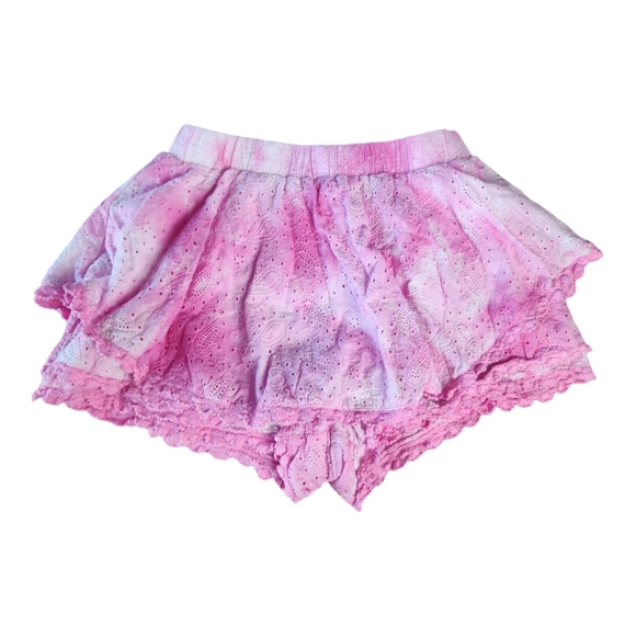 Free the Roses Pink Tie Dye Layered Ruffled Eyelet Skort Small Cotton - Picture 3 of 7